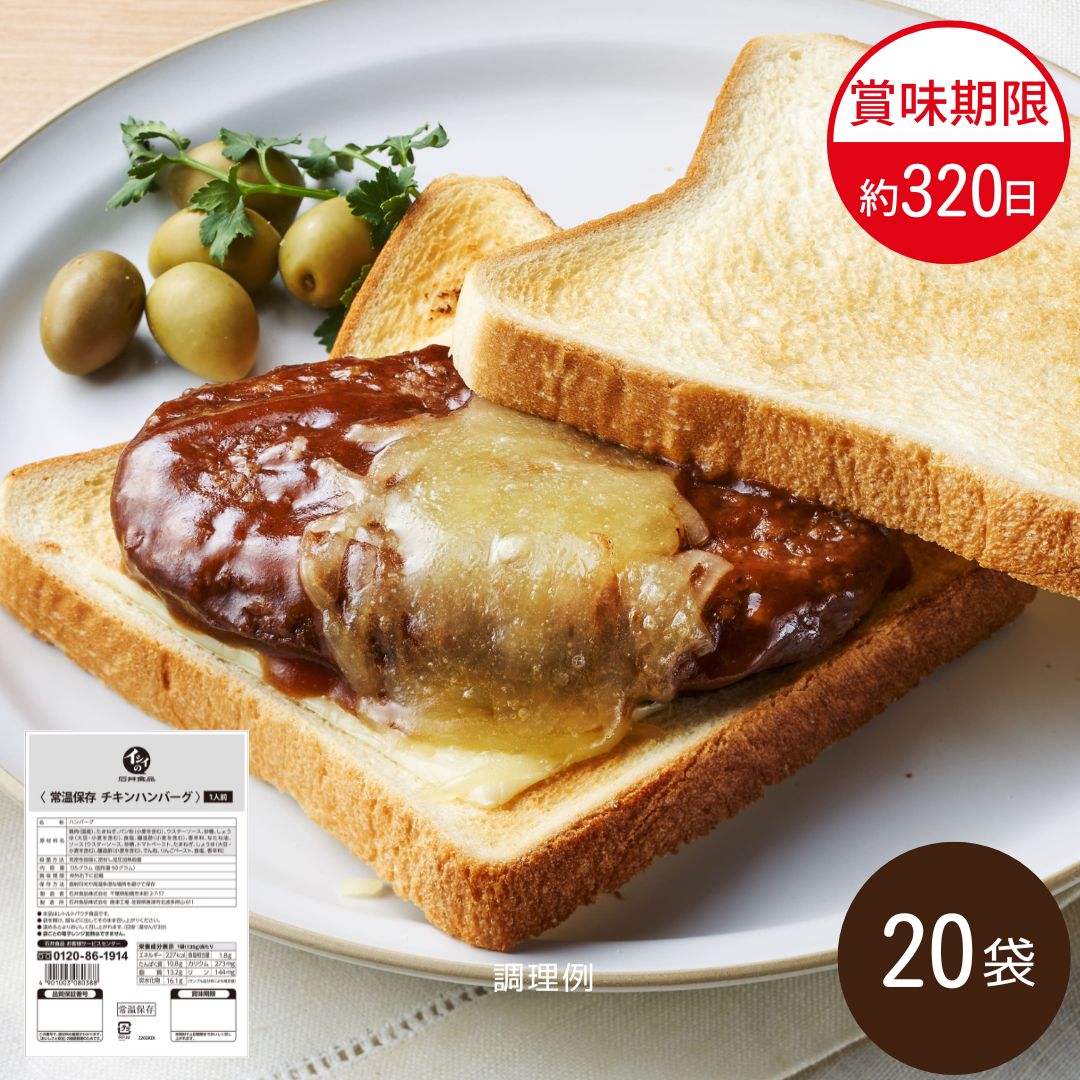 【送料無料】常温保存チキンハンバーグ定期便（20袋） 　石井食品 無添加調理