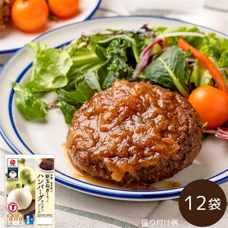 【送料無料】千葉白子町の新玉ねぎを使ったハンバーグ 12袋（冷蔵便）