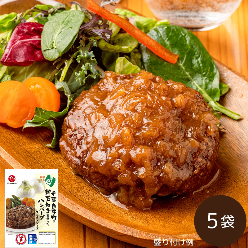 千葉白子町の新玉ねぎを使ったハンバーグ 5袋（冷蔵便）