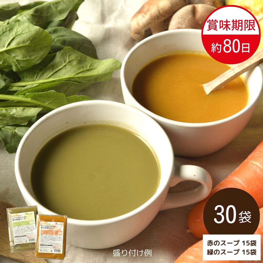 【送料無料】熊本大学名誉教授 前田浩監修 野菜スープ（赤・緑）定期便（30袋/常温品）