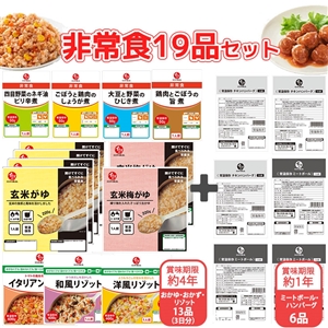 【11月末までにお届け/送料無料】非常食19品セット（非常食3日分13品＋ミートボール・ハンバーグ6品）＿