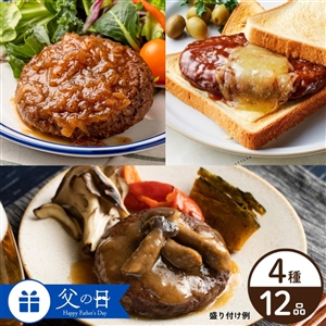 【父の日/送料無料】4種のハンバーグ食べ比べセット（定番3種＋千葉白子町の新玉ねぎ）（父の日包装・カードあり/冷蔵品）＿