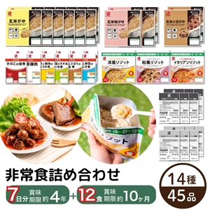 【送料無料】非常食7日分セット（非常食7日分33品＋ミートボール・ハンバーグ12品）（常温品）