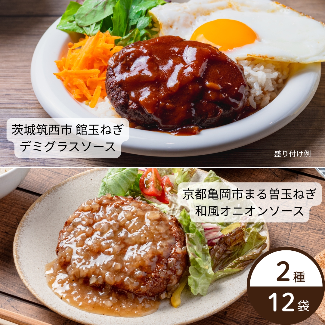 【夏季限定/送料無料】旬の玉ねぎを使ったハンバーグ2種×6袋（茨城・京都/冷蔵品）