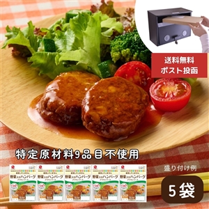 【6月末までにお届け/送料無料/ポスト投函】いっしょがいいね野菜入りハンバーグ5袋(常温品)