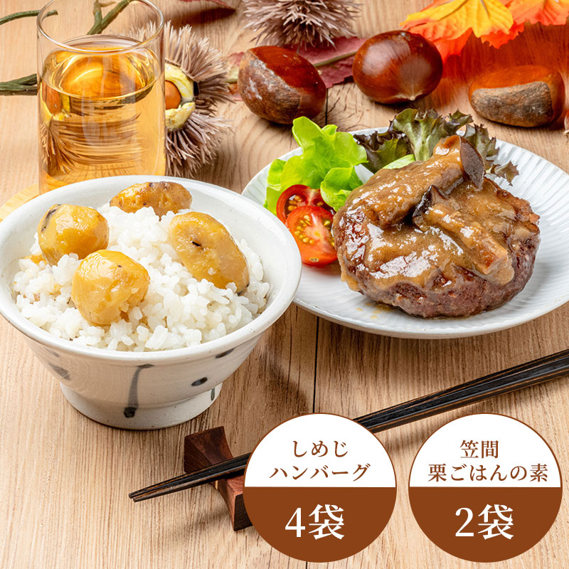 【10月上旬からお届け/送料無料】栗ごはんと丹波しめじハンバーグのセット（冷蔵品）