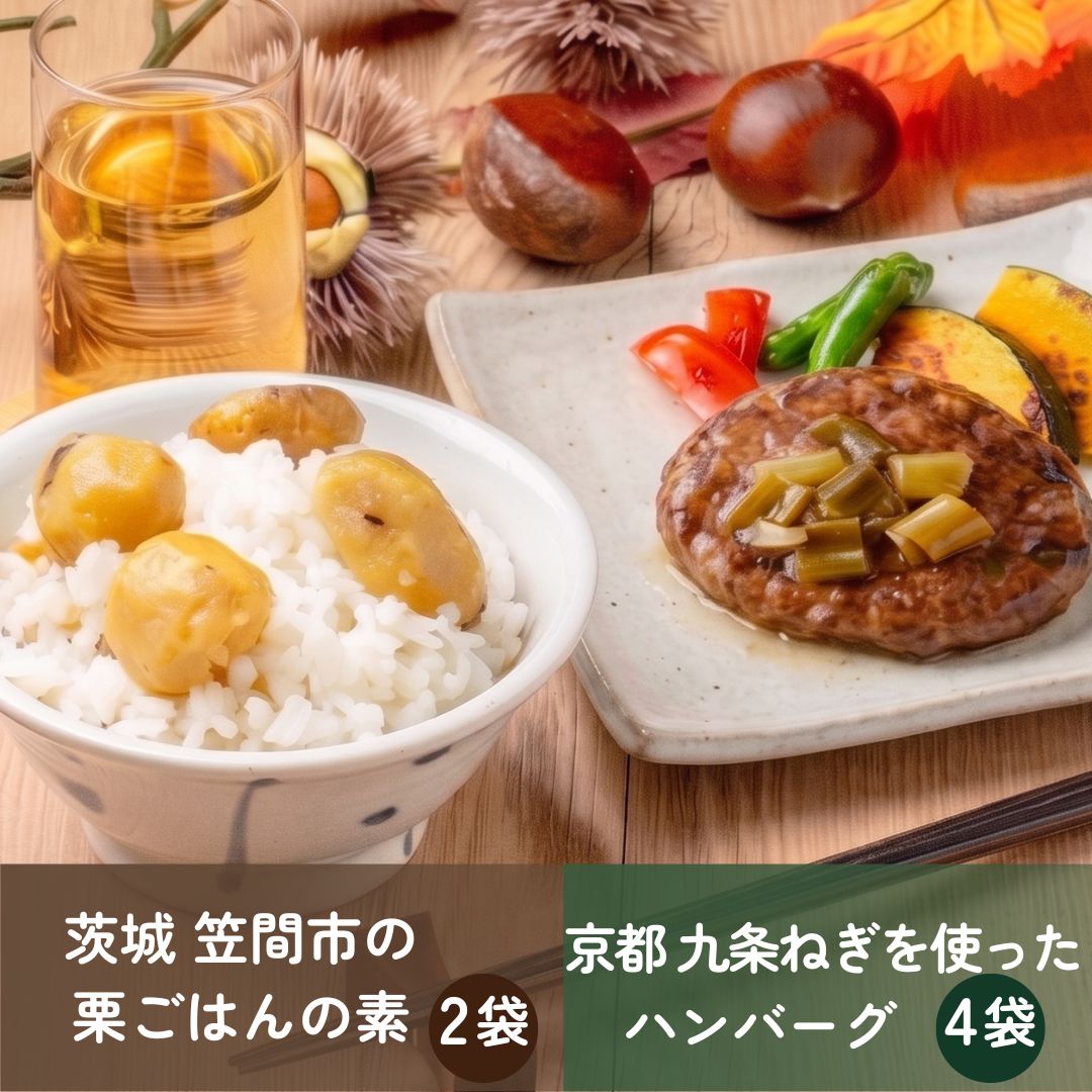 栗ごはんと九条ねぎハンバーグのセット